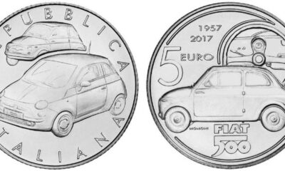 Изображение Fiat 500 украсило серебряные деньги