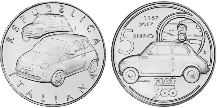 Изображение Fiat 500 украсило серебряные деньги