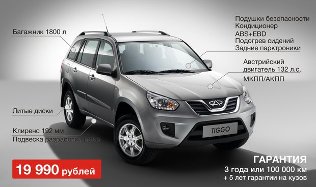 Распродажа автомобилей: кроссоверы Chery Tiggo по сниженной стоимости!